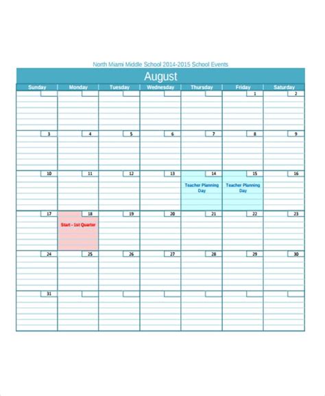 Free Printable Teacher Calendar Templates - Cass Danielle