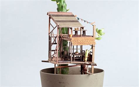 Jedediah Corwyn Voltzs Miniature Sculptures Built Around Tree Houses