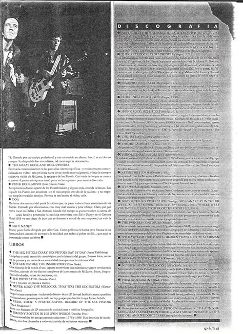 Adi S Lili Marleen Reportajes Sobre Los Sex Pistols Y Sid Vicious