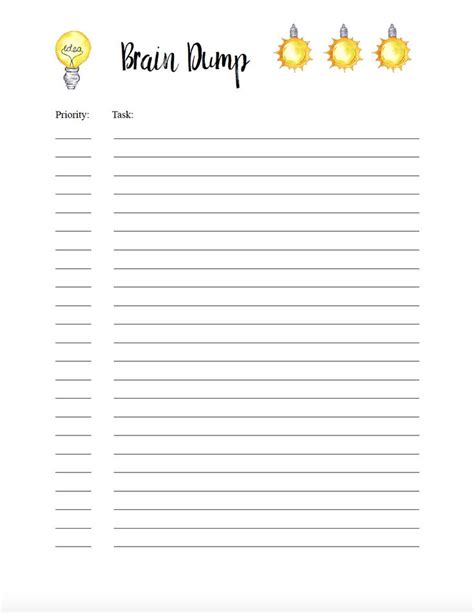 How To Do A Brain Dump Free Printable Brain Dump Worksheet Free