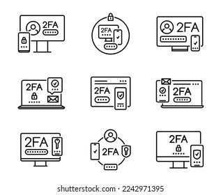 2fa Two Factor Verification Icons User Stock Vector Royalty Free