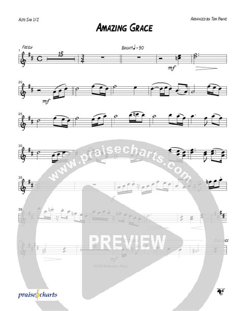 Amazing Grace Instrumental Alto Sax Sheet Music PDF Tom Payne