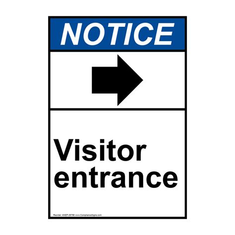 Vertical Visitor Entrance Right Sign Ansi Notice Information