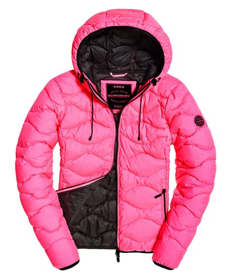 Womens Astrae Quilt Padded Jacket In Fluro Pink Superdry Uk