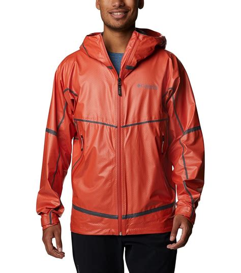 Columbia Mens Outdry Extreme Mesh Hooded Shell Rain Jacket Red Quartz