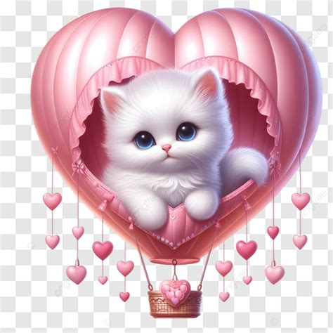 Kitten In Hot Air Balloon Cute Kitten Playful Cat PNG Transparent Image And Clipart For Free