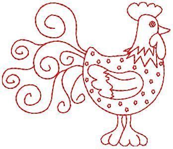 Rooster Redwork Redwork Embroidery Hand Embroidery Designs