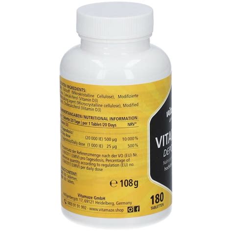 Vitamaze VITAMIN D3 20 000 I E Depot Hochdosiert 180 St Shop Apotheke