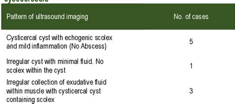 Table 2 From Diagnosis Of Intramuscular Cysticercosis By High