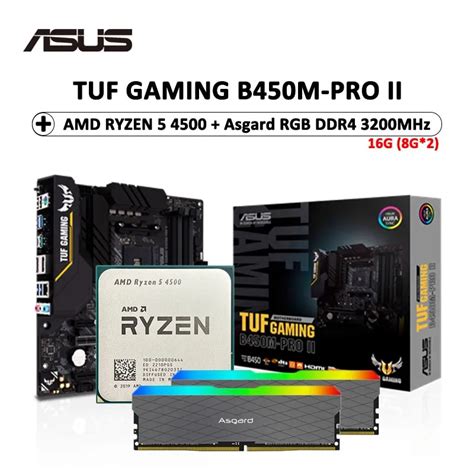 Placa mãe ASUS TUF GAMING B450M PRO II AMD R5 4500 CPU série Asgard