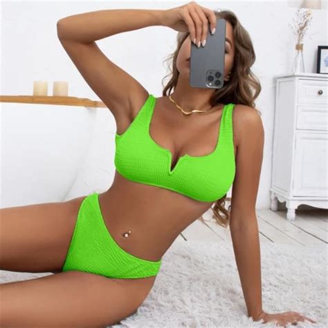 MAILLOT DE BAIN Femme Chic Boheme Plage Style Elegant Bikini Glamour Mode Y Vert NS
