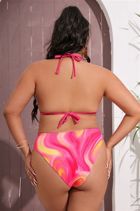 Mesh Top String Triangle Swirlfriend Cheeky Plus Size Bikini Set