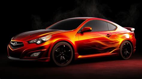 Premium AI Image | A red hyundai car with flames on the side