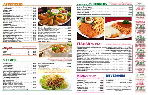 Dinner Menu | Andy's Pizza Delivery