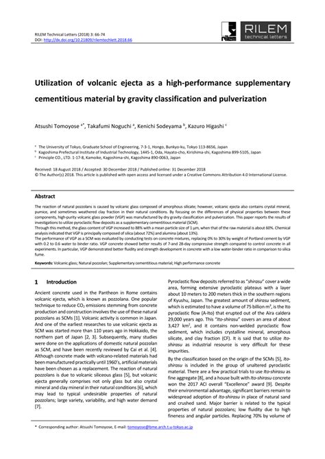 (PDF) Utilization of volcanic ejecta as a high-performance ...