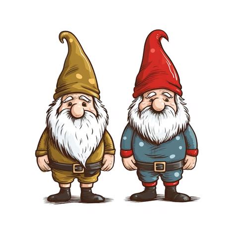 Premium Photo Cartoon Gnomes With Long Beards And Red Hats Standing