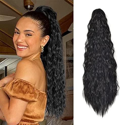 Amazon Inch Black Ponytail Extension Multi Layered Drawstring