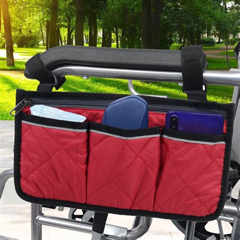 Wheelchair Armrest Side Bag Walker Organizer Bag With Reflective