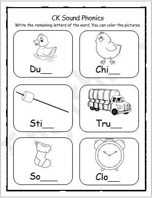 Ck Or K Words Worksheet Worksheet C Ck K Fill In English Esl