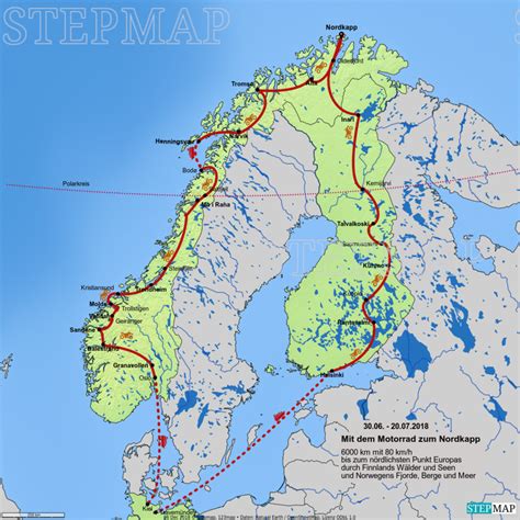 Stepmap Nordkapp Landkarte F R Skandinavien