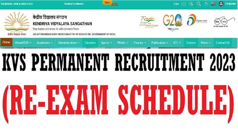 Kvs Re Exam Schedule 2023 Kendriya Vidyalaya Sangathan Permanent