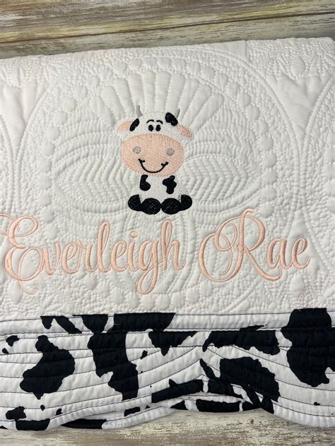 Baby Cow Quilt Personalized Quilt Monogrammed Baby Gift Baby Shower