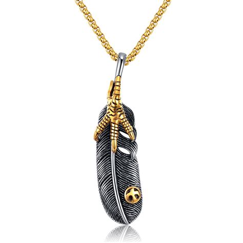 Wholesale Retro Fashion Feather Pendant Pendant Necklace Men Talon