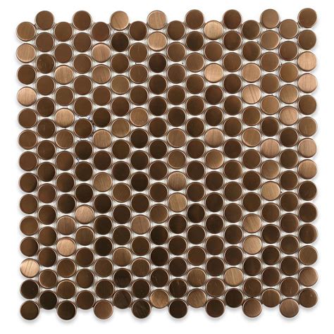 Ivy Hill Tile Copper Stainless Steel Penny Round Metal Mosaic Wall Tile 3 In X 6 In X 8 Mm