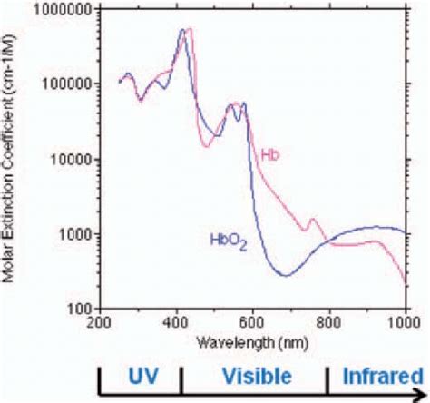 Absorption Spectra Of Oxygenated And De Oxygenated Hemoglobin