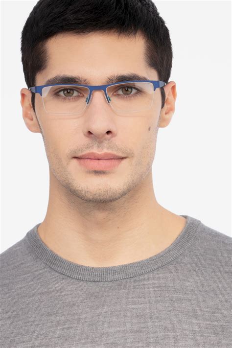 Vine Rectangle Blue Glasses for Men | Eyebuydirect