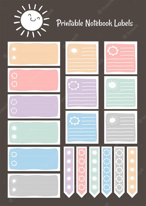 Premium Vector | Printable Notebook Labels And Sticker