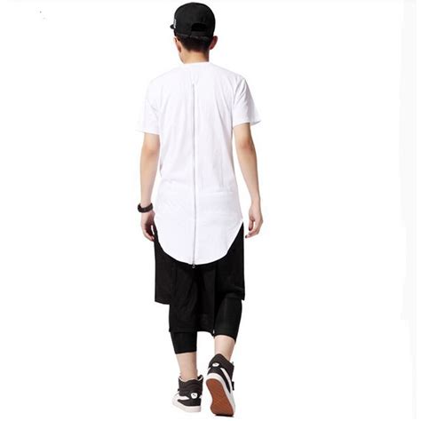 Moomphya Streetwear Men Extended Back Tails Swag Funny T Shirts With