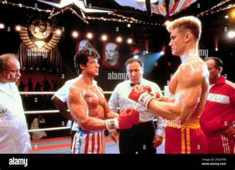 Sylvester Stallone And Dolph Lundgren In Rocky Iv Directed By