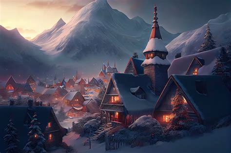 Premium Photo | Christmas village in the mountains