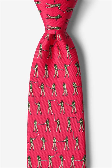 Perfect Swing Red Silk Tie Golf Neckties