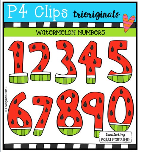 Watermelon Numbers Clip Art Set Daily Art Hub Free Clip Art Everyday