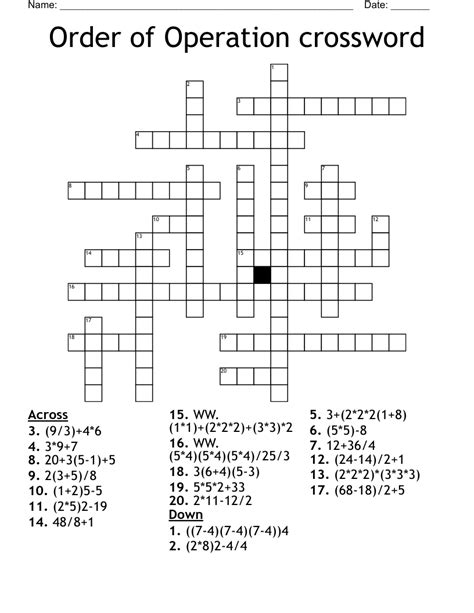 Order Of Operation Crossword Wordmint