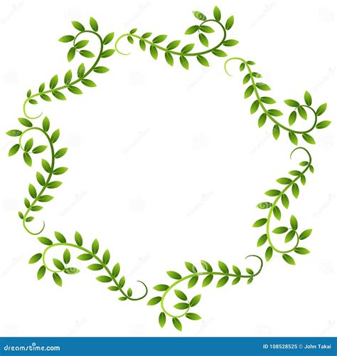 Plant Vine Leaves Frame Wreath Border Stock Vector - Illustration of ...