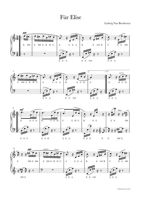 Fur Elise Full Version With Note Names Piano Sheet Music Pdf Payhip