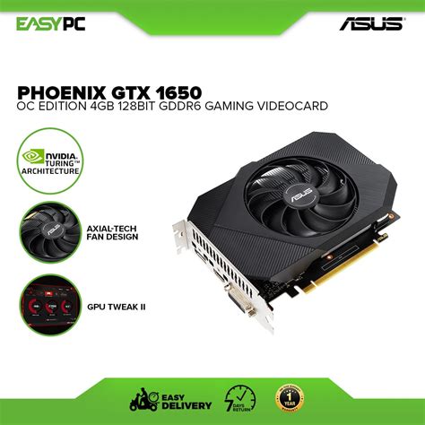 Asus Phoenix Gtx 1650 OC Edition PH GTX1650 O4GD6 P 4gb 128bit GDdr6