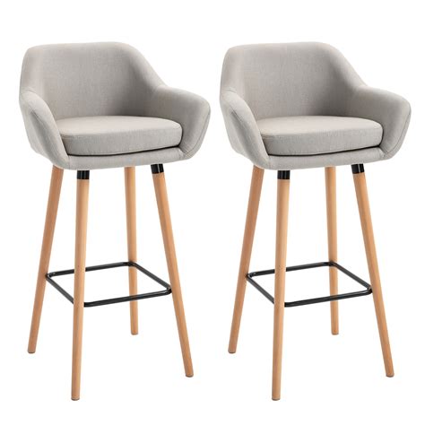 Lot De Tabourets De Bar Style Scandinave Repose Pieds Et Accoudoirs