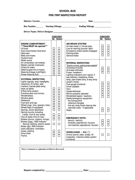 Pre Trip Inspection Checklist Pdf Fill Online Printable Fillable Blank Pdffiller