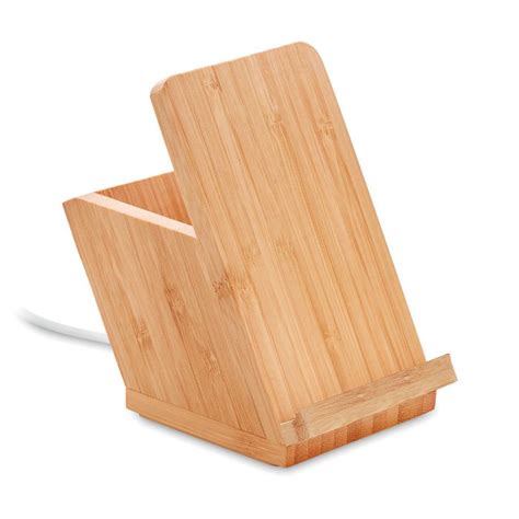 Bamboo Wireless Charger With Pen Holder And Stand Eco Reusable