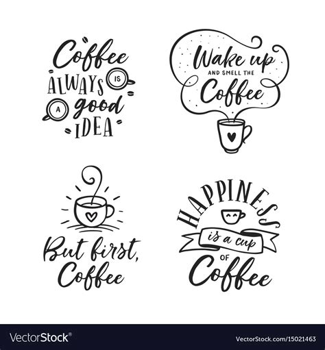 Hand Drawn Coffee Related Quotes Set Royalty Free Vector