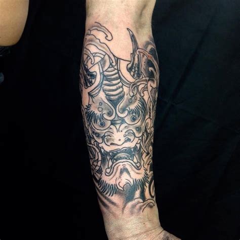 Dragons Forge Tattoo — Inner forearm demon mask from today and the first...