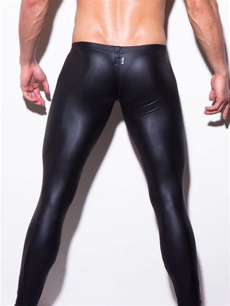 Mens Skinny Pants Performance Pu Leather Tights Long Slim Legging In