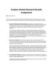 W02mkt241 Document AnalyzeMarketResearchResultsAssignment 1 Docx