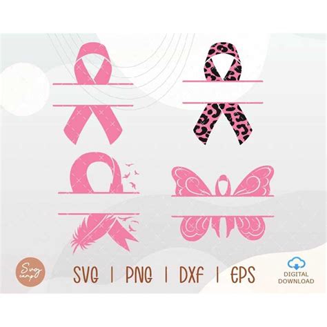 Pink Ribbon Monogram Svg Bundle Breast Cancer Svg Fight Br Inspire