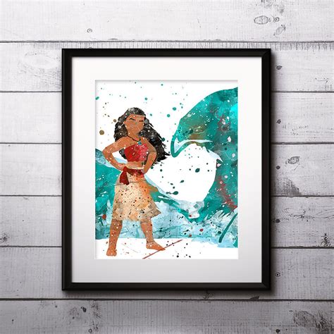 Moana Watercolor Print, Moana Disney Art, Moana Painting, Princess Art, Disney Art, Nursery ...