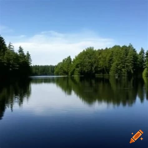 Scenic View Of A Lake Surrounded By A Forest On Craiyon